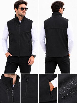 D-Star Erkek Softsheell Yelek Içi Polar Su Itici Rüzgar Geçirmez 3 Cepli Outdoor  Spor Yelek