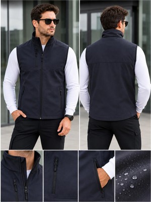 D-Star Erkek Softsheell Yelek Içi Polar Su Itici Rüzgar Geçirmez 3 Cepli Outdoor  Spor Yelek