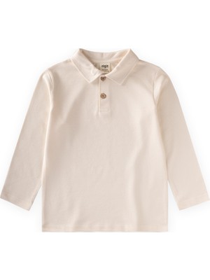Cigit Polo Yaka Uzun Kollu T-Shirt 5-12 Yaş Ekru