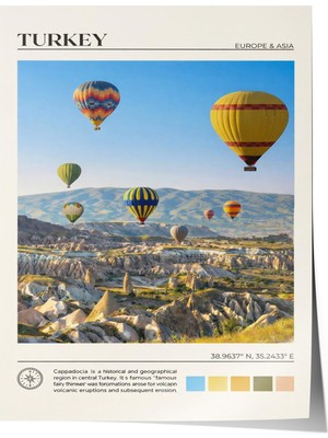 1001 Poster Kapadokya Peri Bacaları Şehir Manzarası Salon Dekoru, 30 x 40