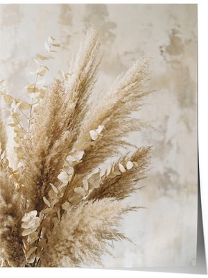 1001 Poster Bej Pampas Otu ve Okaliptüs Nötr Boho Kompozisyon Salon Dekoru, 15 x 21