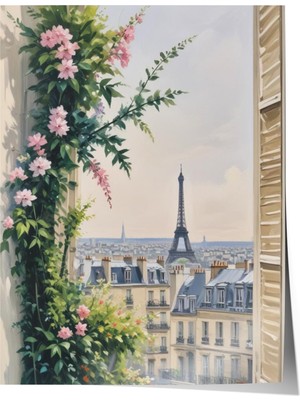 1001 Poster Paris Penceresi Salon Dekoru, 70 x 100