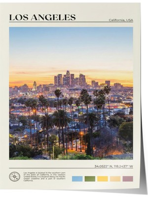 1001 Poster Los Angeles Skyline Şehir Manzarası Salon Dekoru, 10 x 15