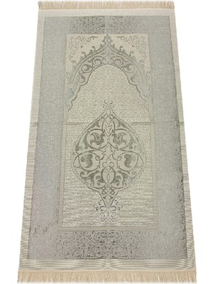 1001 Lüks Açık Renk Osmanlı Tafta Seccade - 0210 (Gri)