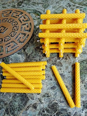 1001 (8 Adet) 14CM Dilek Mumu Doğal Petek Balmumu Mum Beeswax Candle Bal Mumu Mum