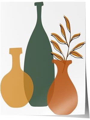 1001 Çerçevesiz Poster Seramik Vazolar ve Bitkiler – Natürmort Salon Dekoru Poster 102330, 15 x 21