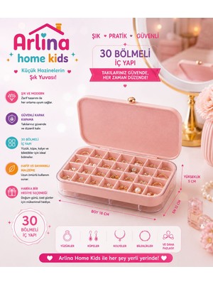 Arlina Home Kids 30 Bölmeli Pembe Takı Kutusu Düzenleyici Seyahat Çantası Kolye Yüzük Küpe Organizer 18CMX12,5CM