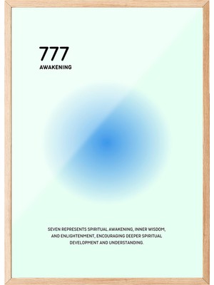 1001 Ahşap Çerçeveli Duvar Tablosu 777 Awakening – Soft Mavi Tonlar Salon Dekoru, 10 x 15