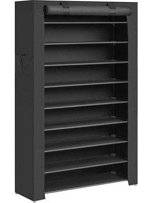 1001 10 Katlı Ayakkabı Rafı 28X88X160 cm Ayakkabı Dolabı, Ayakkabı Depolama, Toz Geçirmez Kapaklı
