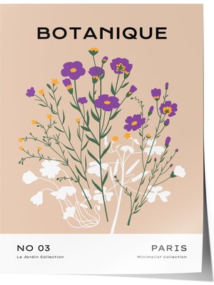 1001 Çerçevesiz Poster Yabani Çiçekler - Botanique Paris Salon Dekoru Poster 100776, 50 x 70