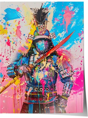 1001 Premium Poster Renkli Zırhlı Savaşçı Figürü Fantastik Sanat Salon Dekoru, 21 x 30