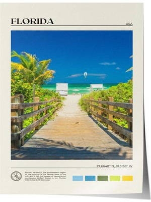 1001 Poster Florida Plaj Yolu Şehir Manzarası Salon Dekoru, 21 x 30