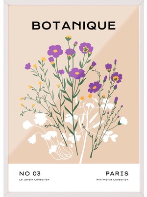 1001 Beyaz Çerçeveli Tablo Yabani Çiçekler - Botanique Paris Salon Dekoru Poster 100776, 70 x 100