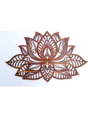 1001 Lotus Çiçeği Ahşap Duvar Dekoru - Ceviz Kaplama Zen Mandala Duvar Sanatı Tablosu, 50 x 32 cm