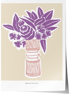 1001 Çerçevesiz Poster Mor Vazo Çiçekleri – Floral Sanat Yatak Odası Dekoru Poster 100996, 15 x 21