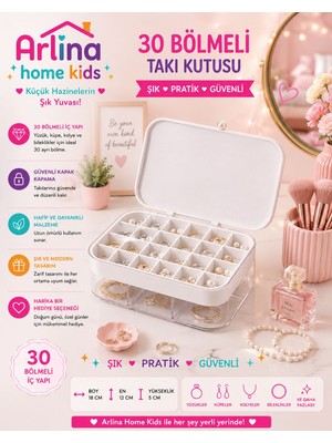 Arlina Home Kids 30 Bölmeli Beyaztakı Kutusu Düzenleyici Seyahat Çantası Kolye Yüzük Küpe Organizer 18CMX12,5CM