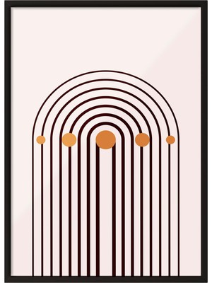 1001 Siyah Çerçeveli Tablo Yarım Daire Deseni – Minimal Geometrik Salon Dekoru Poster 102326, 70 x 1