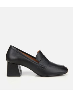 Hotiç Kadın Deri Siyah Topuklu Loafer