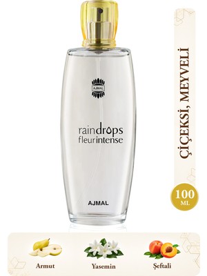 Ajmal Raindrops Fleur Intense Edp Kadın Parfüm 100 ml | Çiçeksi ve Miskli | Armut, Yasemin, Orkide, Sandal Ağacı