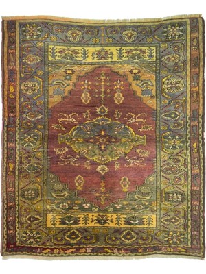 Kilim Co. Vintage Niğde El Dokuma Halısı, Oval Madalyonlu, Patinalı 130X170 cm (2.21 M²)