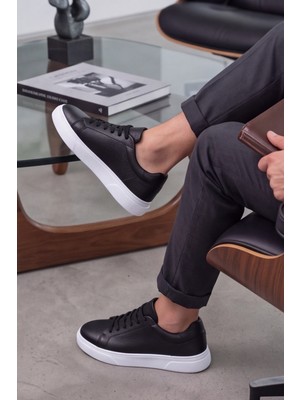 Liarca Ghostwood - Hakiki Deri Sararmaz Faylon Taban Siyah Beyaz Erkek Sneaker Ayakkabı