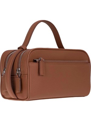 BloominBag Mıren Cognac Tan Hakiki Deri Unisex Seyahat Bakım & Organizer Clutch Çanta