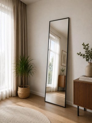 Effe Yapı Dekor Siyah Metal Çerçeveli 180X50 cm Boy Aynası