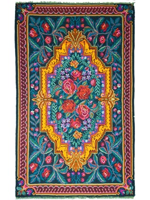 Kilim Co. Vintage Karabağ El Dokuma Kilim, Çok Renkli Çiçek Desenli 210X340 cm (7.14 M²)