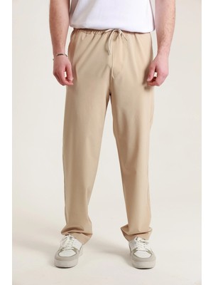 TKT Erkek Bej Baggy Oversize Bol Kesim Paraşüt Pantolon