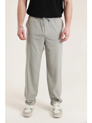 TKT Erkek Gri Baggy Oversize Bol Kesim Paraşüt Pantolon