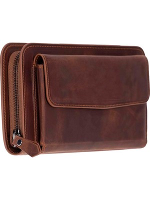 BloominBag Faron Saddle Heritage Telefon Bölmeli Hakiki Deri Unisex Clutch Çanta