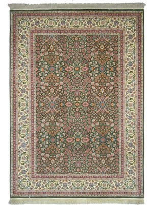 Kilim Co. Hereke El Dokuma Halısı, Haki ve Toz Pembe Renk 170X240 cm (4.08 M²)