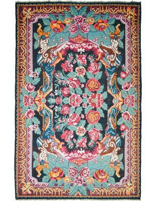 Kilim Co. Vintage Karabağ El Dokuma Kilim, Çok Renkli Çiçek Desenli 215X340 cm (6.08 M²)