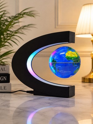 Biton Toptan Manyetik Dönen Dünya Küre Sihirli Havada Duran  LED Işıklı Dekoratif Globe Masaüstü Küre