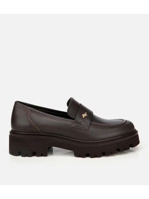 Hotiç Kadın Deri Kahverengi Kalın Tabanlı Klasik Loafer