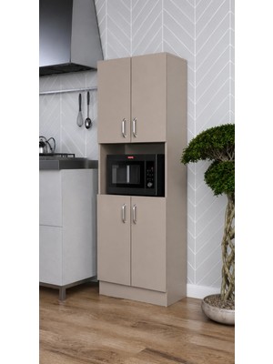 Rafineri Tasarım Roma Çok Amaçlı Dolap Kapaklı Bölmeli Mikrodalga Fırın Mutfak Balkon Banyo Mdf