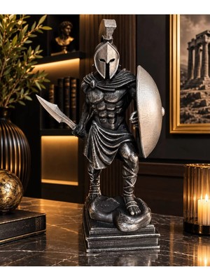 Ersu Store 32CM Spartalı Savaşçı Heykeli – Kılıç ve Kalkanlı Dekoratif Biblo