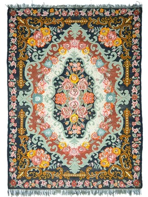 Kilim Co. Vintage Karabağ El Dokuma Kilim, Çok Renkli Çiçek Desenli 210X300 cm (6.3 M²)