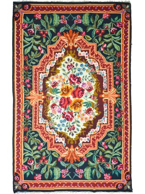 Kilim Co. Vintage Karabağ El Dokuma Kilim, Çok Renkli Çiçek Desenli 200X340 cm (6.8 M²)