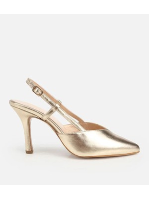 Hotiç Kadın Deri Gold Arkası Açık Stiletto