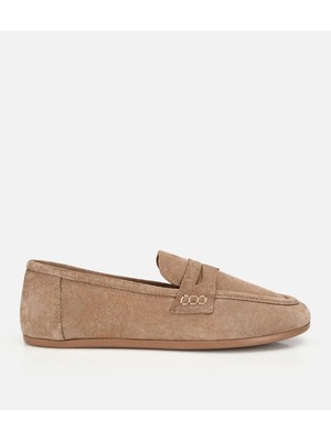 Hotiç Kadın Süet Deri Vizon Yumuşak Dokulu Klasik Loafer