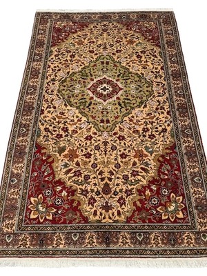 Burak Halı El Dokuma Sıfır Bünyan Halısı 200X315 Krem Kiremit Yeşil 6 M2 Yün Halı