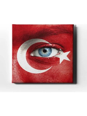 Mavi Goz -Ay Yıldız Dekoratif Kanvas Duvar Tablosu