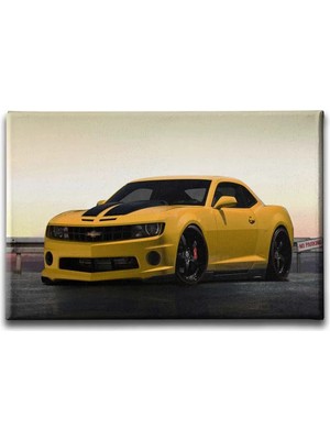 Sarı Chevrolet Araba Dekoratif Kanvas Duvar Tablosu
