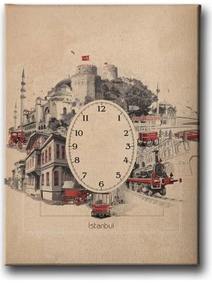 Istanbul Saatli Dekoratif Duvar Tablosu