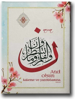 Nun Kalem Suresi 1.ayet Hat Islami Hat Sanatı Kanvas Tablo