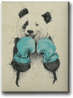 Boksor Panda Dekoratif Kanvas Duvar Tablosu