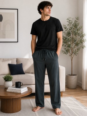 Formo Erkek %100 Doğal Pamuk Yüksek Kaliteli Rahat Kalıp Basic Pijama Takımı