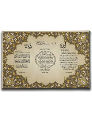Ayet-El Kürsi-Bereket-Nazar Ayeti Ayetli Islami Hat Sanatı Kanvas Tablo