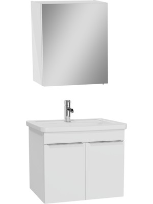 VitrA 69616 Quadrum Banyo Dolabı Seti, 65 cm, 2 Kapaklı, Parlak Beyaz